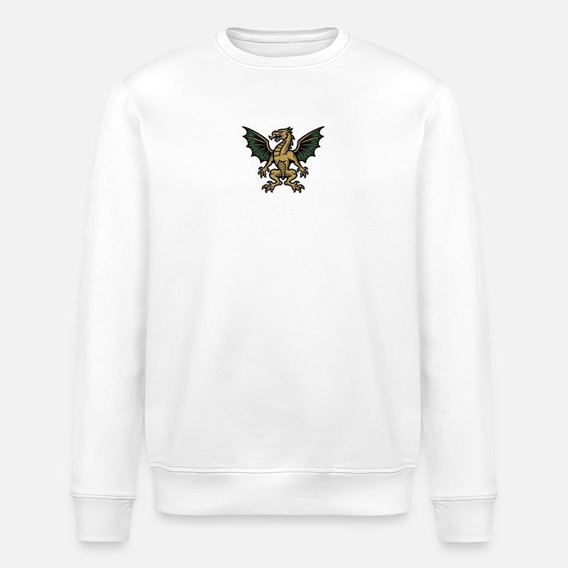 Goldener Feuerdrache Comic-Icon - Stanley/Stella Unisex Bio-Sweatshirt ROLLER - Weiß