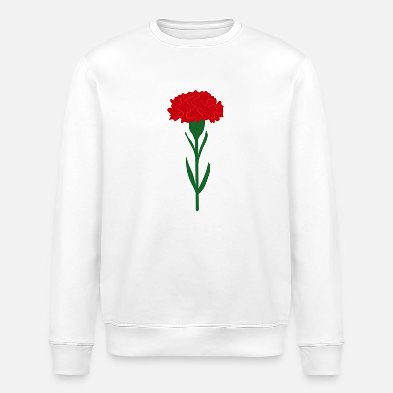 Einzelne leuchtend rote Nelkenblume - Stanley/Stella Unisex Bio-Sweatshirt ROLLER - Weiß