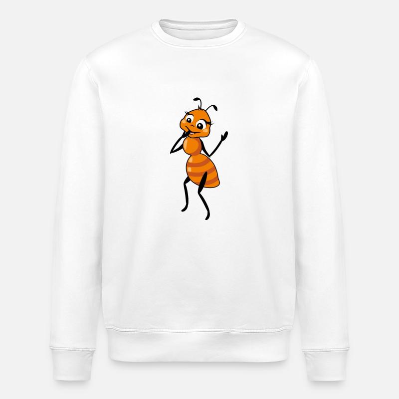 Karikatur scheue Ameise - Stanley/Stella Unisex Bio-Sweatshirt ROLLER - Weiß