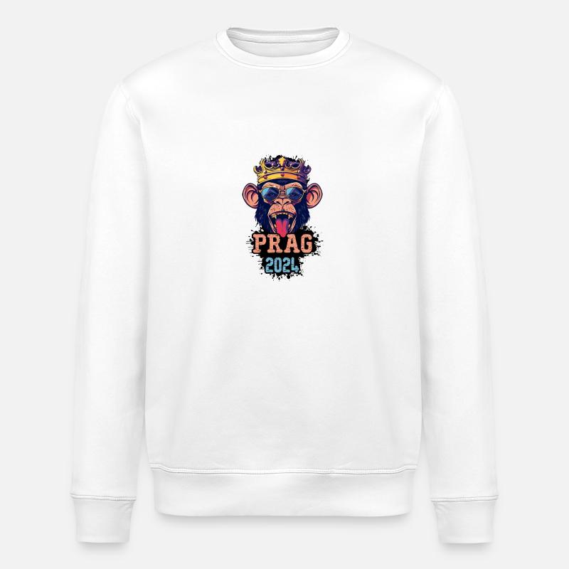 Prague 2024 Party Monkey - Stanley/Stella ROLLER Unisex Organic Sweatshirt - white