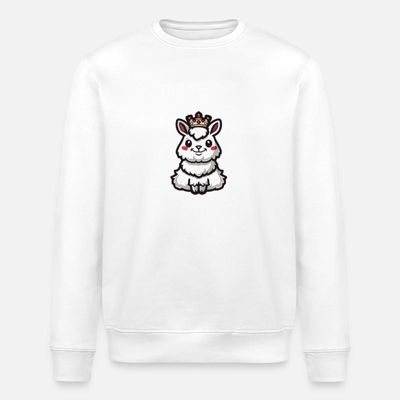 Alpaca Llama Comic Crown - Stanley/Stella ROLLER Unisex Organic Sweatshirt - white
