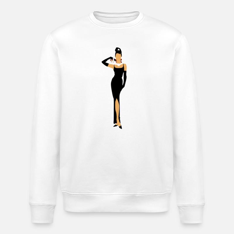 Diamantfrühstück mit Katze - Stanley/Stella Unisex Bio-Sweatshirt ROLLER - Weiß