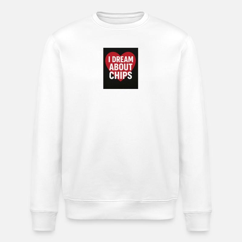 I Dream About Chips Heart - Stanley/Stella ROLLER Unisex Organic Sweatshirt - white