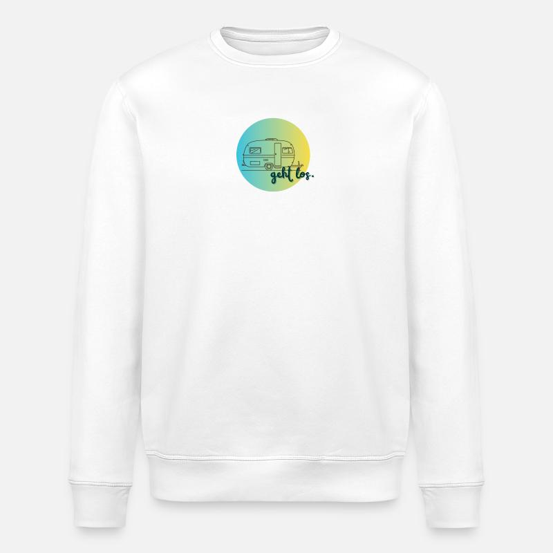 Geht Los Retro Caravan Illustration - Stanley/Stella Unisex Bio-Sweatshirt ROLLER - Weiß