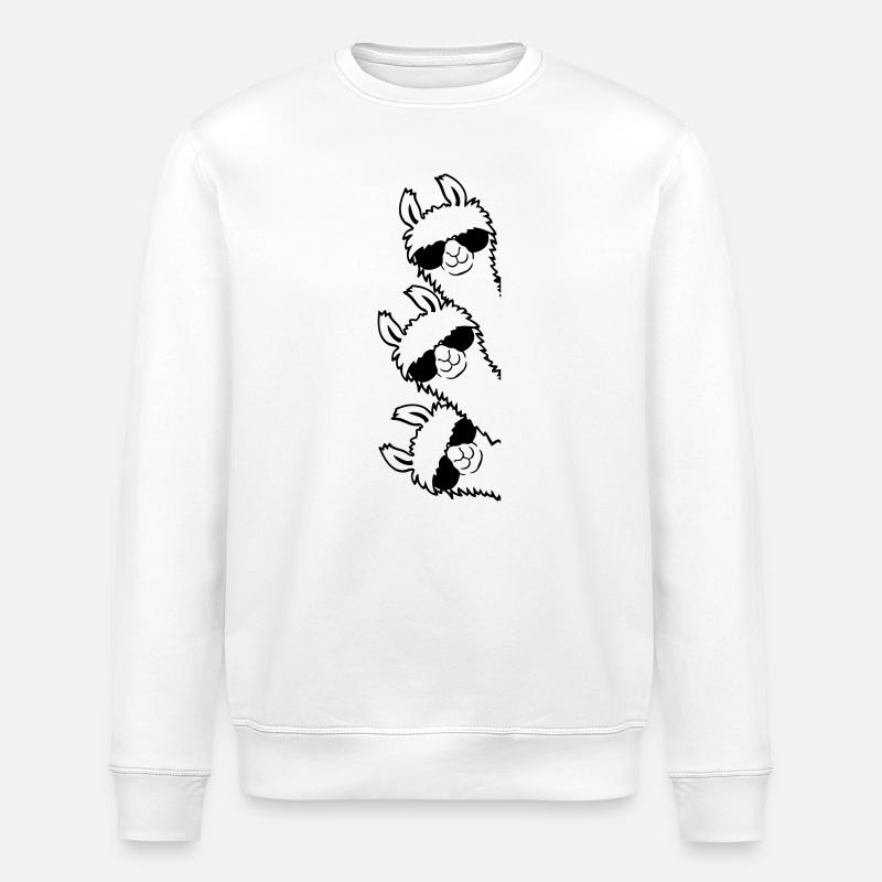 Freunde Lama Team - Stanley/Stella Unisex Bio-Sweatshirt ROLLER - Weiß