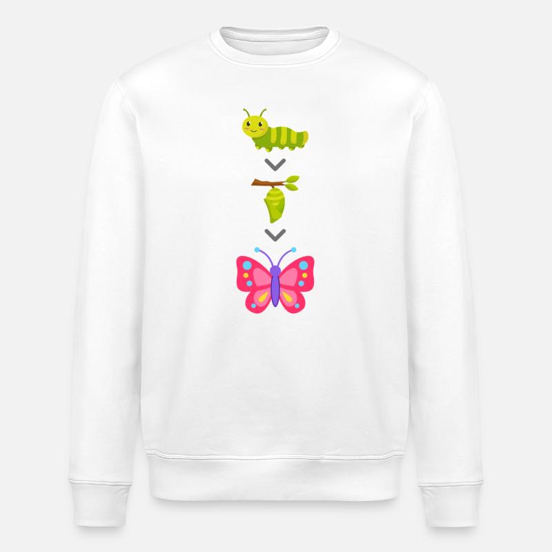 Raupe zu Schmetterling Verwandlung - Stanley/Stella Unisex Bio-Sweatshirt ROLLER - Weiß