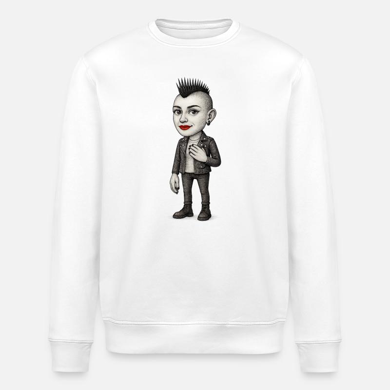 Mohawk Punker - Stanley/Stella ROLLER Unisex Organic Sweatshirt - white