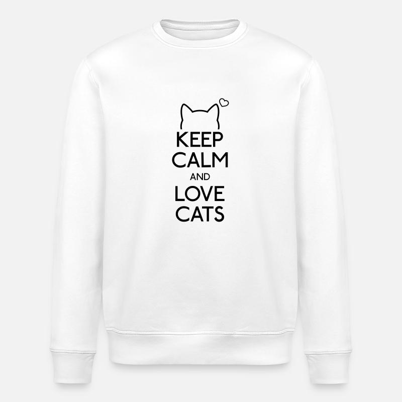 Keep Calm and love Cats - Stanley/Stella ROLLER Unisex Organic Sweatshirt - white
