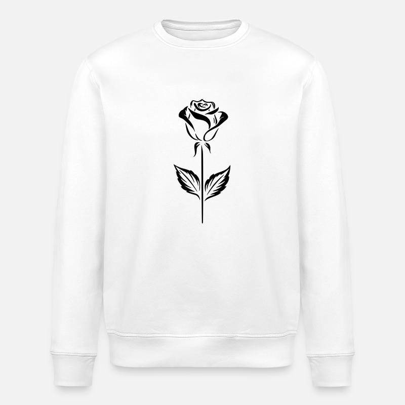 Design simple de rose noire - Sweat bio ROLLER Stanley/Stella Unisexe - blanc