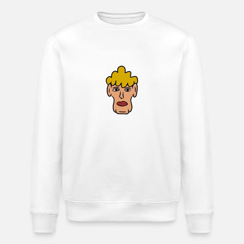 Buntes Comic Gesicht - Stanley/Stella Unisex Bio-Sweatshirt ROLLER - Weiß