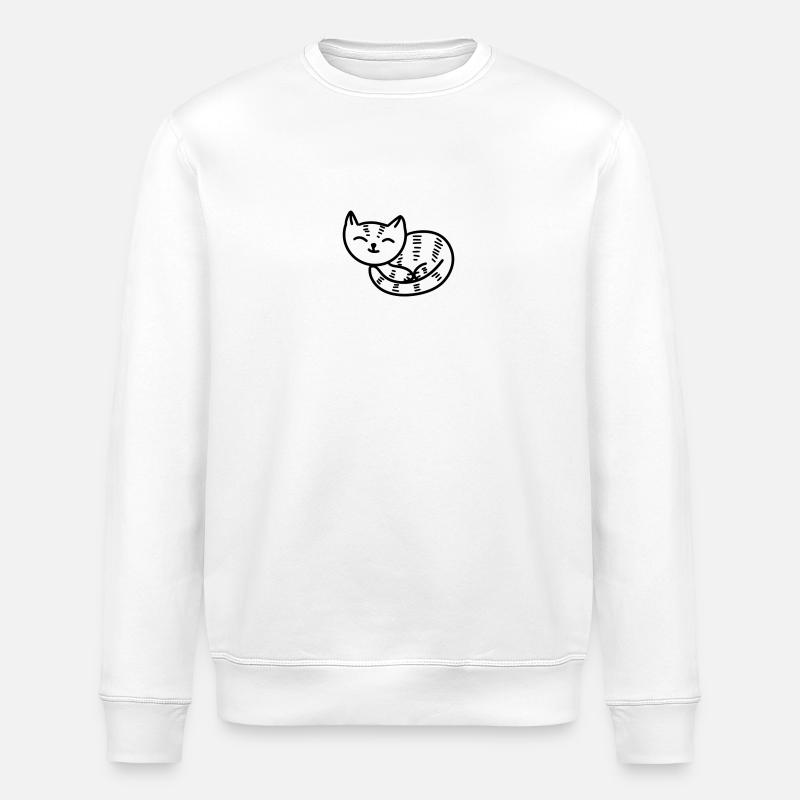Snoozing Kitty (Tiger) - Stanley/Stella ROLLER Unisex Organic Sweatshirt - white
