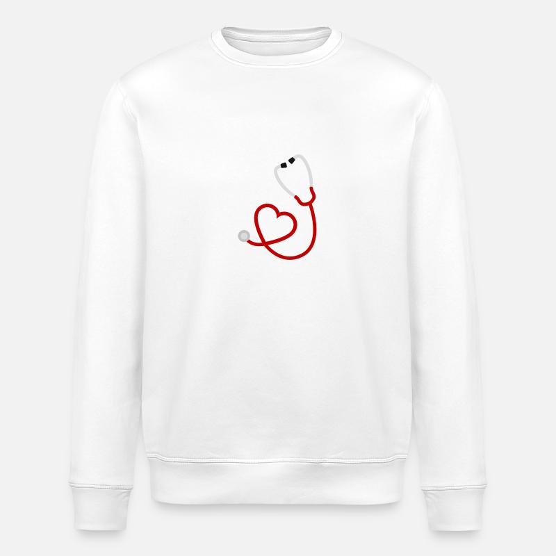 Stethoskop ich liebe Medizin - Stanley/Stella Unisex Bio-Sweatshirt ROLLER - Weiß