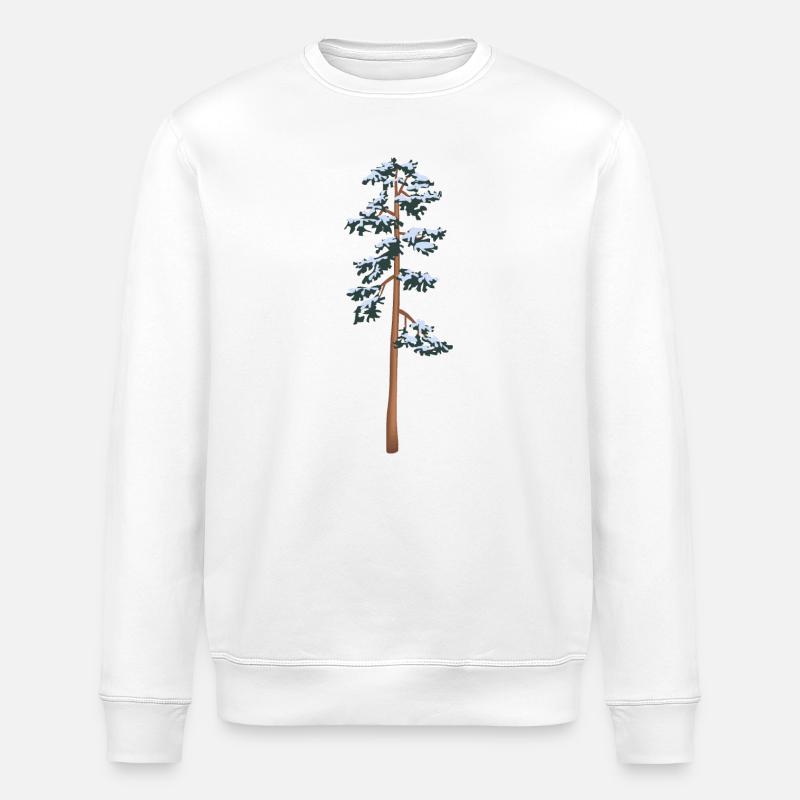 hoher Baum mit Schnee - Stanley/Stella Unisex Bio-Sweatshirt ROLLER - Weiß