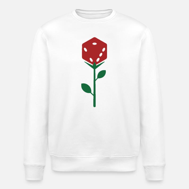 Dice Rose Bloom Botanische Illustration - Stanley/Stella Unisex Bio-Sweatshirt ROLLER - Weiß