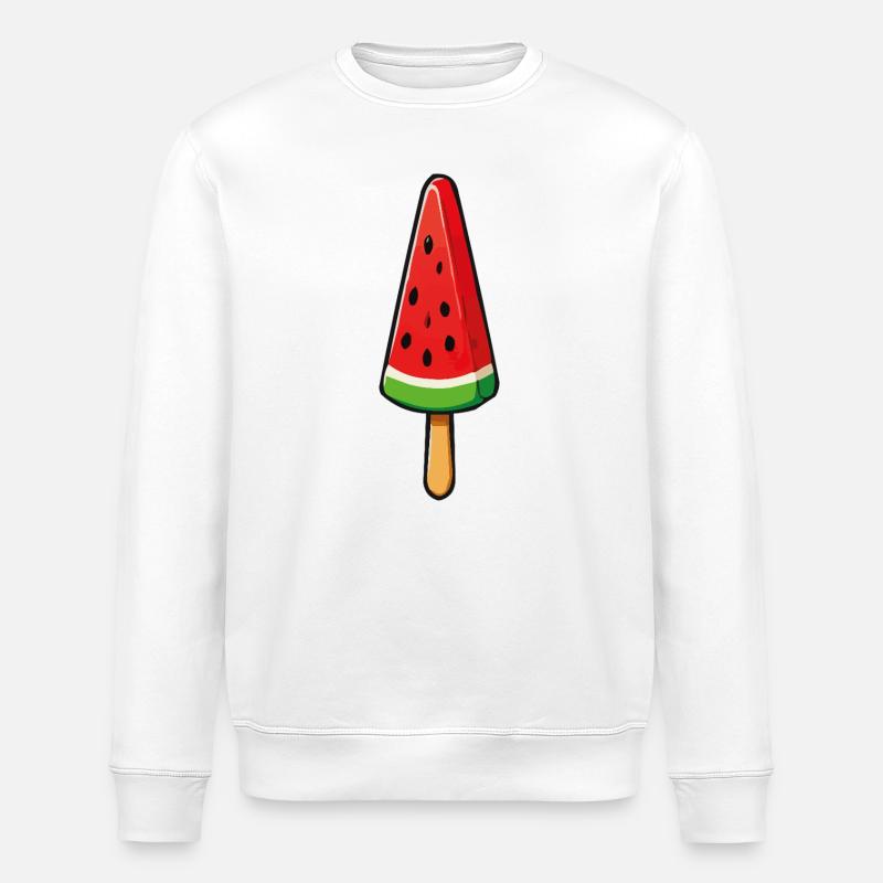 Wassermelonen-Eis am Stiel - Stanley/Stella Unisex Bio-Sweatshirt ROLLER - Weiß
