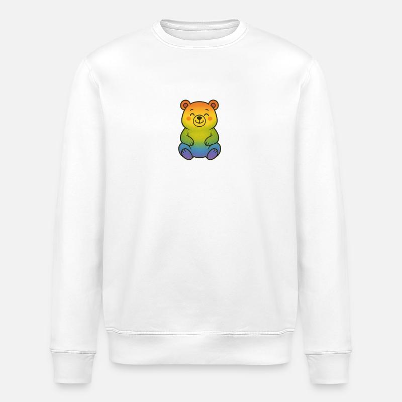 Ours arc-en-ciel mignon - Sweat bio ROLLER Stanley/Stella Unisexe - blanc