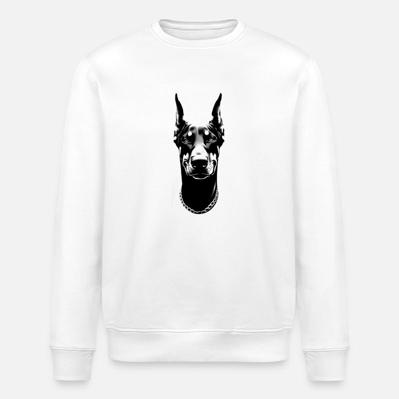 Doberman sourit | Visage de chien - Sweat bio ROLLER Stanley/Stella Unisexe - blanc