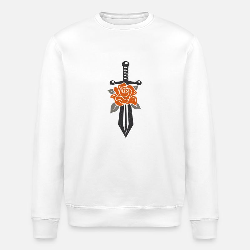 Logo de l’épée de fleur - Sweat bio ROLLER Stanley/Stella Unisexe - blanc