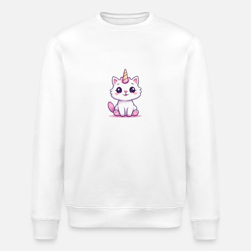 Einhornkatze - Stanley/Stella Unisex Bio-Sweatshirt ROLLER - Weiß