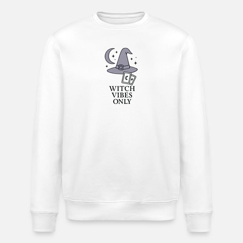 Witches Vibes Moon Hat Pattern - Stanley/Stella ROLLER Unisex Organic Sweatshirt - white