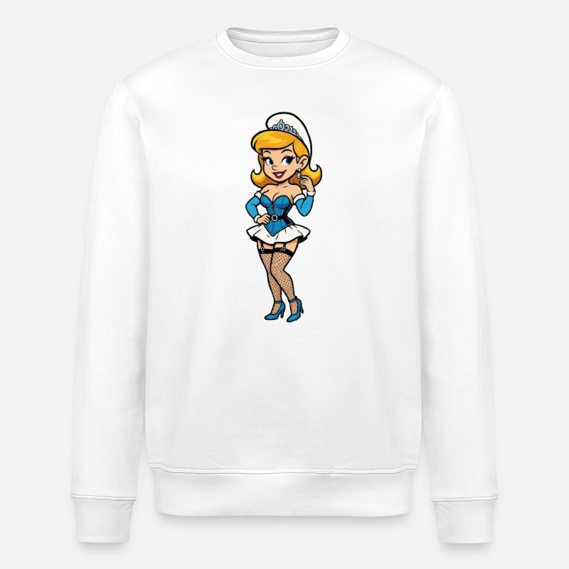 Blaue Gnomenfrau - Stanley/Stella Unisex Bio-Sweatshirt ROLLER - Weiß