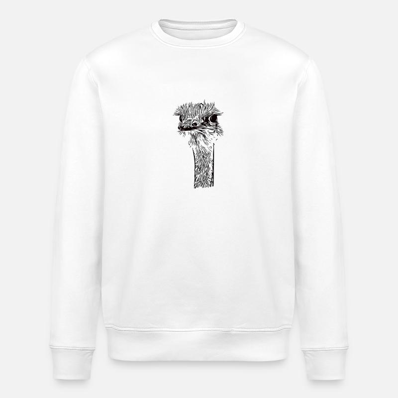 Strauss Kopf Straußenkopf - Stanley/Stella Unisex Bio-Sweatshirt ROLLER - Weiß