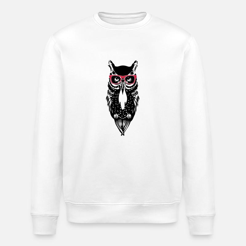 eule owl_glasses_2 - Stanley/Stella Unisex Bio-Sweatshirt ROLLER - Weiß