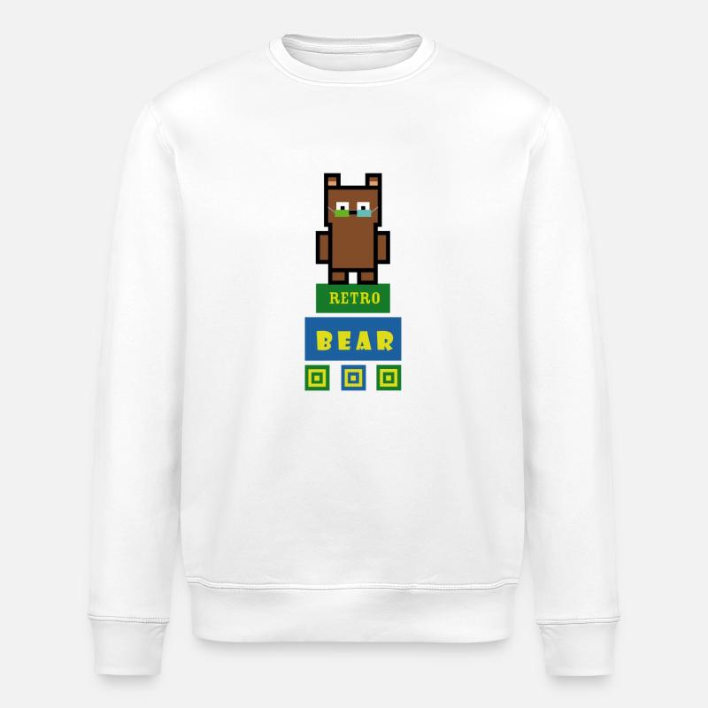 Ours brun dans le rétrostyle - Sweat bio ROLLER Stanley/Stella Unisexe - blanc