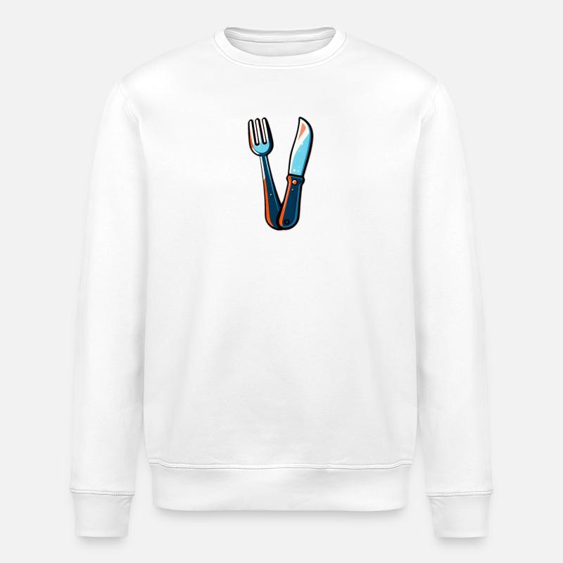 Besteck Messer Gabel bunt - Stanley/Stella Unisex Bio-Sweatshirt ROLLER - Weiß