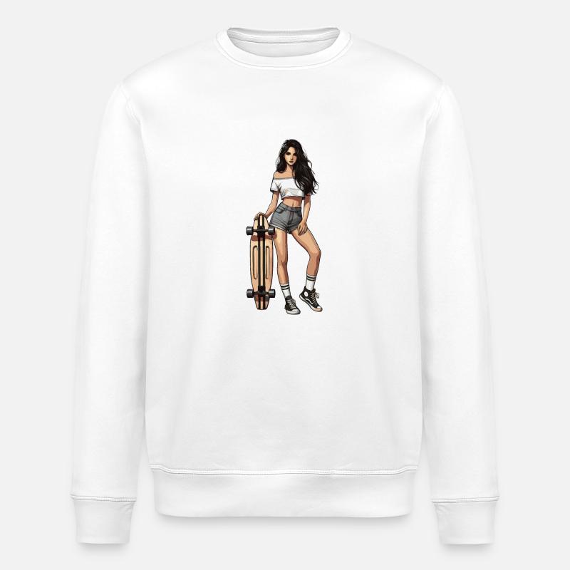 Longboard - Stanley/Stella Unisex Bio-Sweatshirt ROLLER - Weiß
