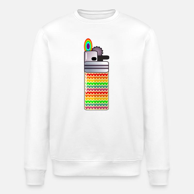 RAINBOW - LIGHTER SMOKING - Stanley/Stella ROLLER Unisex Organic Sweatshirt - white