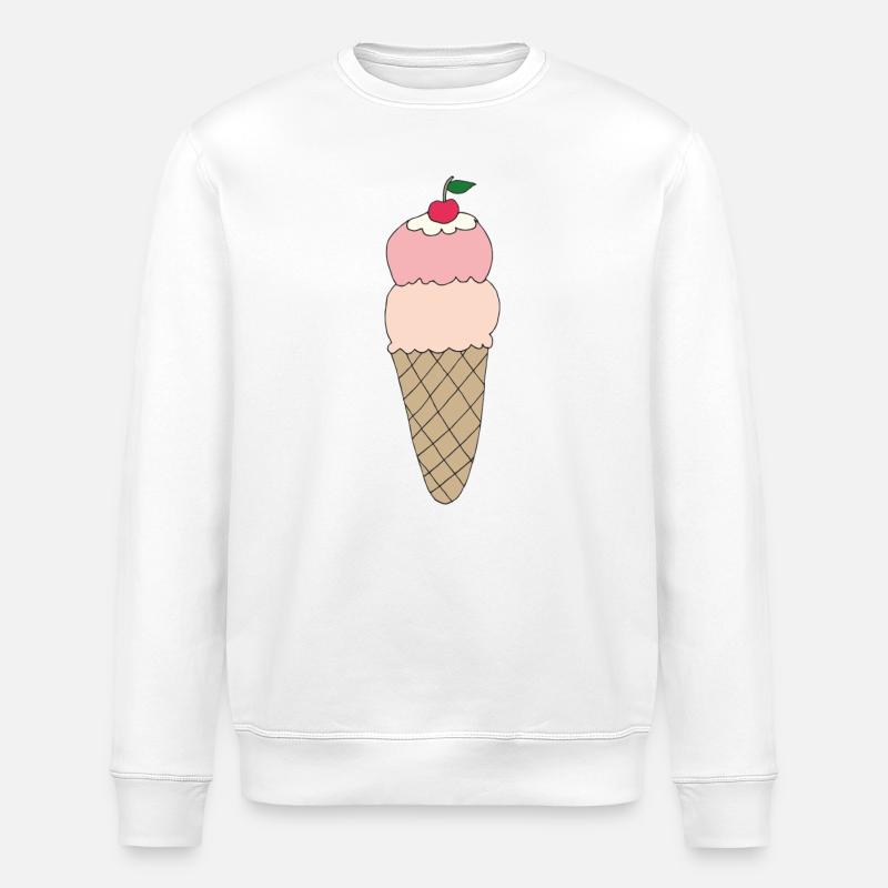 Eiscreme mit Kirsche Design - Stanley/Stella ROLLER Unisex Organic Sweatshirt - white
