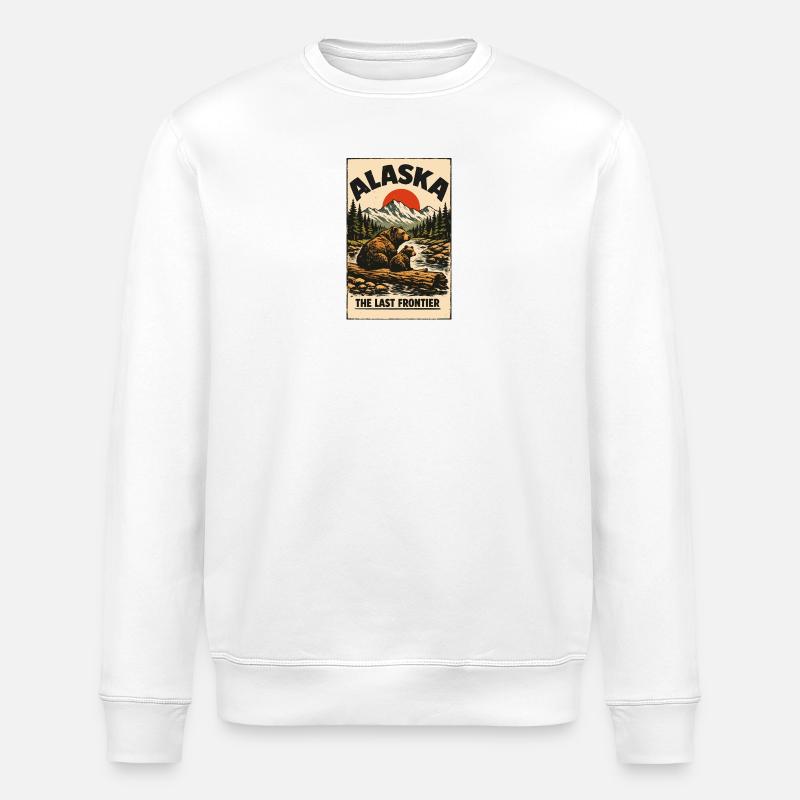 Alaska Frontier Bären-Szenerie Retro - Stanley/Stella Unisex Bio-Sweatshirt ROLLER - Weiß