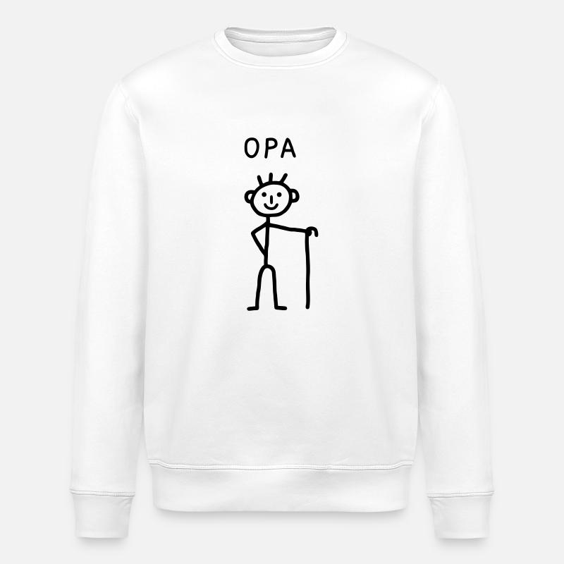 Opa mit Krückstock - Stanley/Stella Unisex Bio-Sweatshirt ROLLER - Weiß