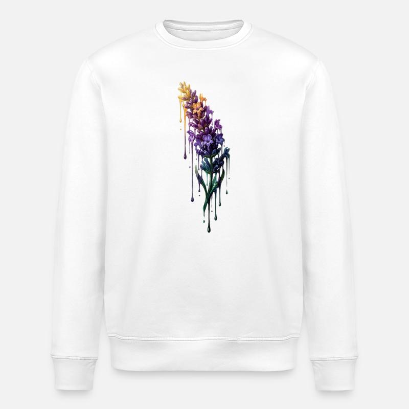 Lavendel mit tropfender Farbe - Stanley/Stella Unisex Bio-Sweatshirt ROLLER - Weiß