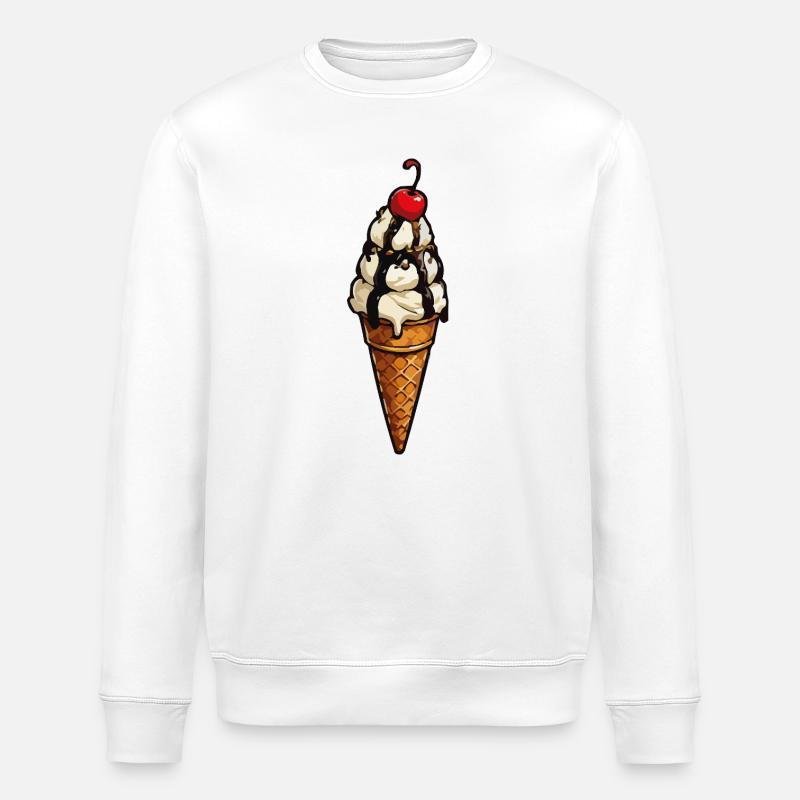 Schmelzende Eiscreme Krone im Waffel - Stanley/Stella ROLLER Unisex Organic Sweatshirt - white
