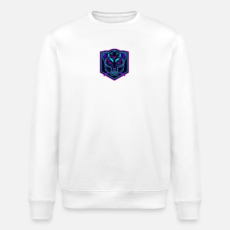 Neon Bear Mask im Cyber-Design - Stanley/Stella Unisex Bio-Sweatshirt ROLLER - Weiß