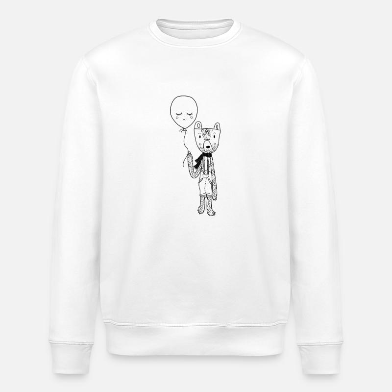 Bär mit Ballon Latzhose - Stanley/Stella Unisex Bio-Sweatshirt ROLLER - Weiß