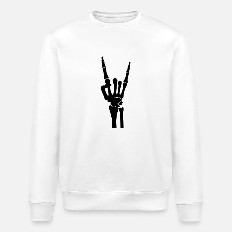 skull rock hand - Stanley/Stella ROLLER Unisex Organic Sweatshirt - white