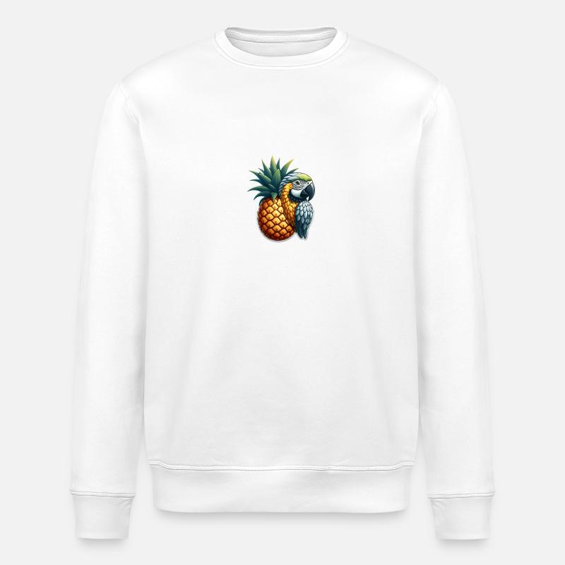 Perroquet sur un ananas - Sweat bio ROLLER Stanley/Stella Unisexe - blanc