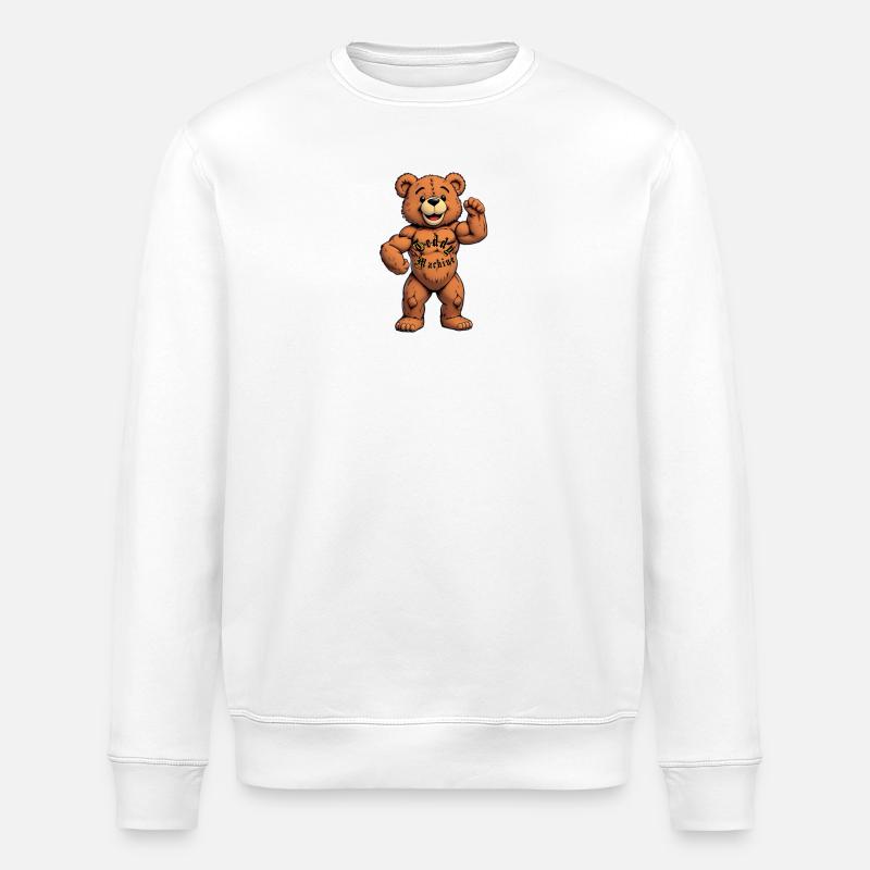 Teddy Machine Tattoo-Bär - Stanley/Stella Unisex Bio-Sweatshirt ROLLER - Weiß