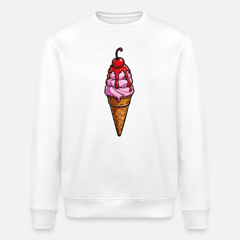 Kirsche Erdbeere Eiscreme - Stanley/Stella ROLLER Unisex Organic Sweatshirt - white