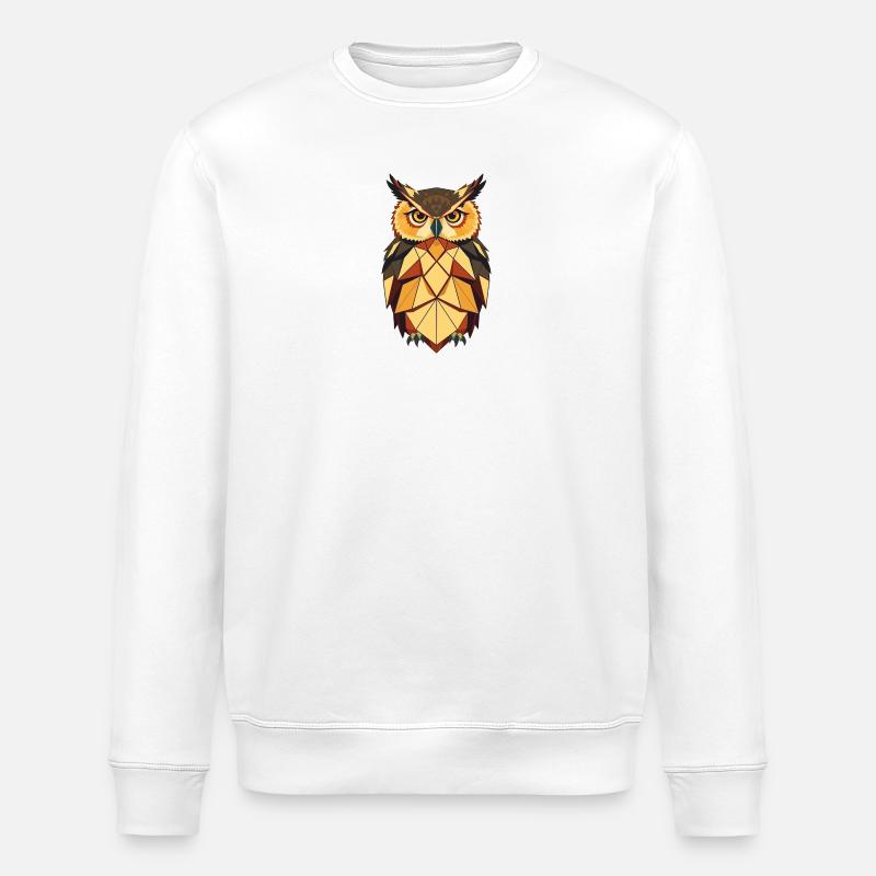 Hibou géométrique - Sweat bio ROLLER Stanley/Stella Unisexe - blanc
