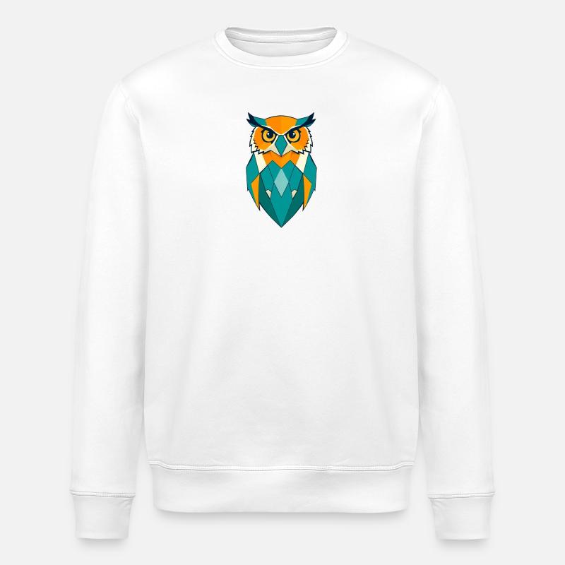 Geometrische Eule - Stanley/Stella Unisex Bio-Sweatshirt ROLLER - Weiß