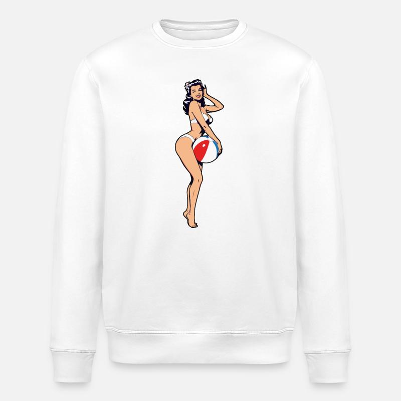 Empreinte de balle de plage pin-up - Sweat bio ROLLER Stanley/Stella Unisexe - blanc