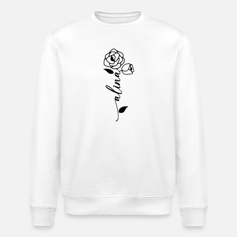 Alina Nom Prénom Fleur - Sweat bio ROLLER Stanley/Stella Unisexe - blanc