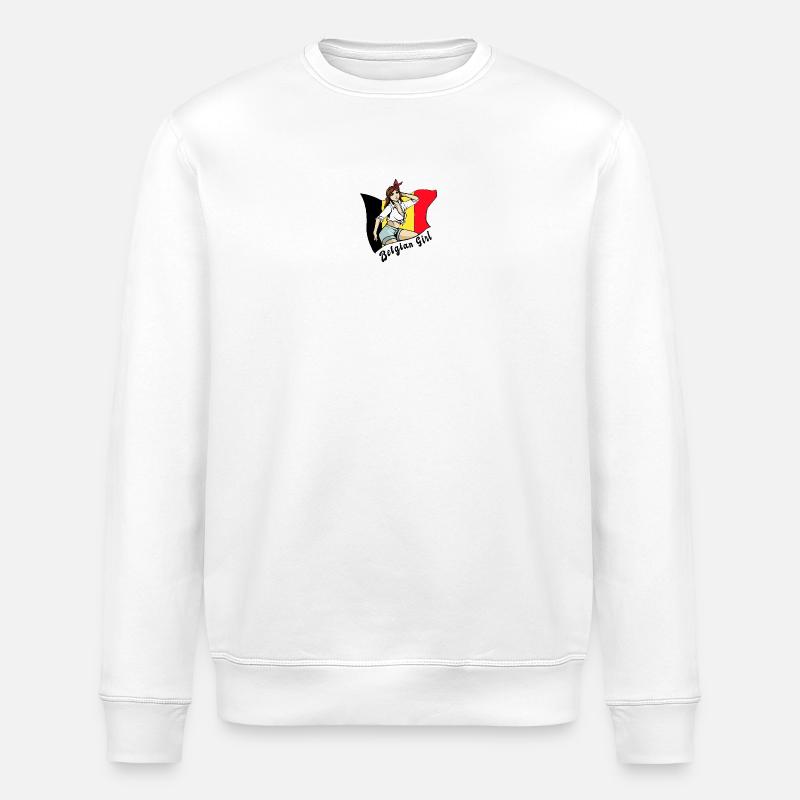 Belgien Mädchen Flaggen Design - Stanley/Stella Unisex Bio-Sweatshirt ROLLER - Weiß