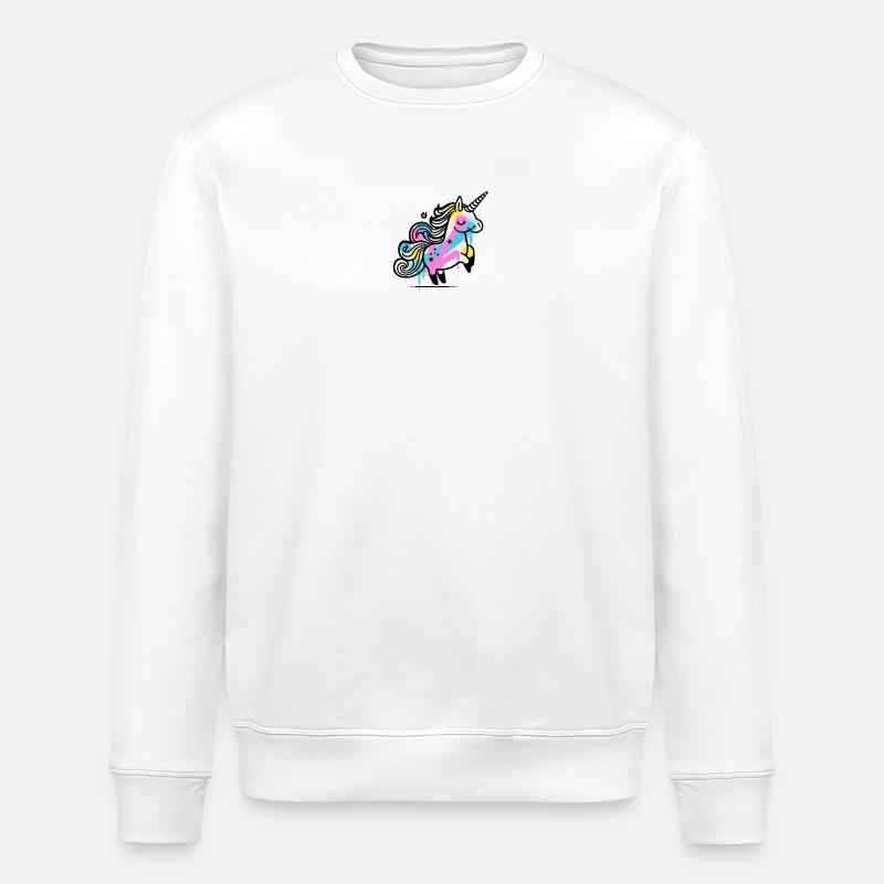 Bunter Splash Einhorn Illustration - Stanley/Stella Unisex Bio-Sweatshirt ROLLER - Weiß