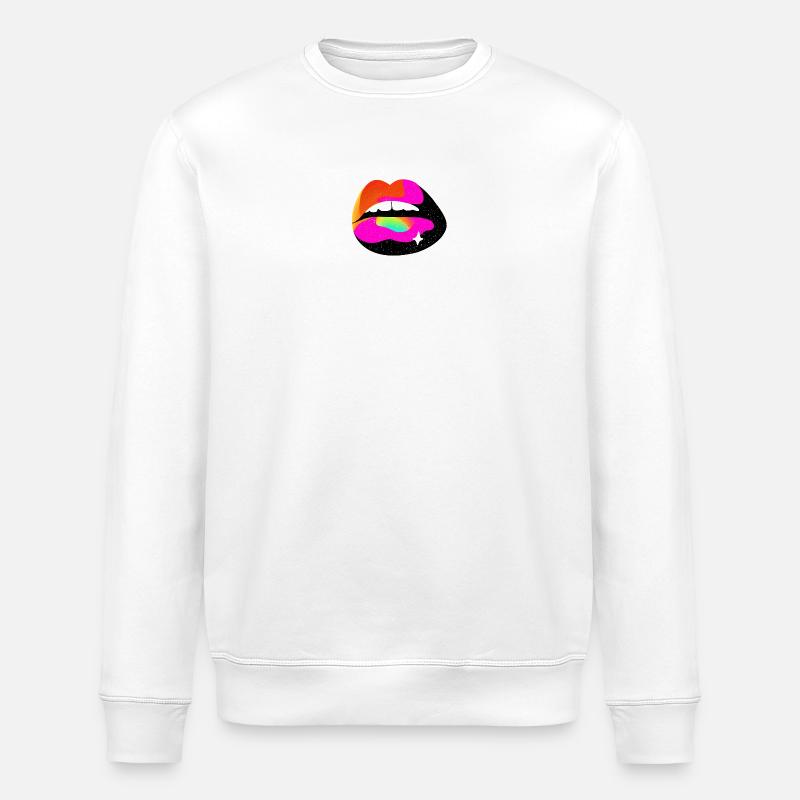 Regenbogen Lippe Pop Art - Stanley/Stella Unisex Bio-Sweatshirt ROLLER - Weiß