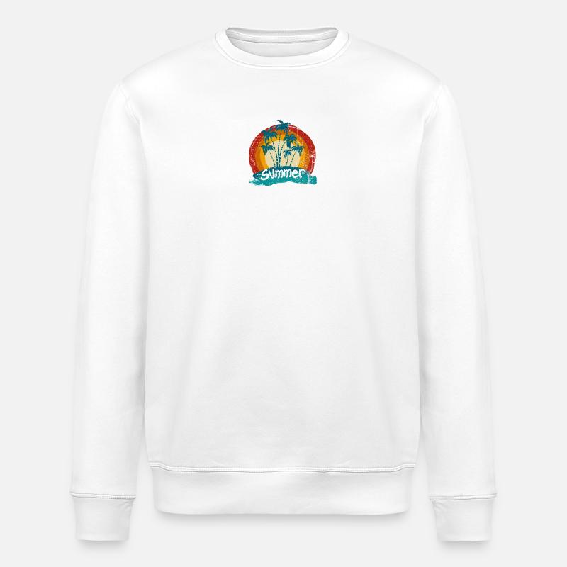 Sunset Palm Summer Vibes - Stanley/Stella Unisex Bio-Sweatshirt ROLLER - Weiß